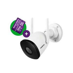 Câmera Inteligente Externa Full HD iM5 SC com MicroSD 32GB Branca Intelbras